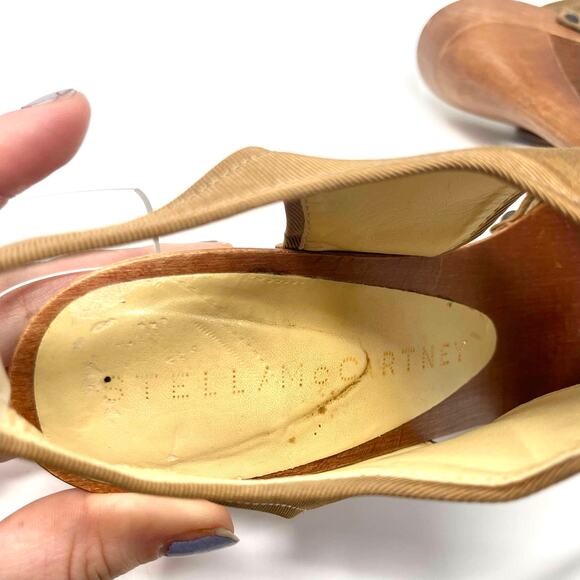 STELLA MCCARTNEY Brown Grosgrain Lace Up Sling Back Heels - Picture 5 of 12